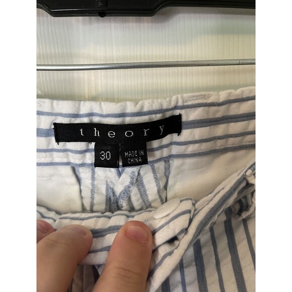 Theory Women’s Blue & White Striped Trousers With Pockets Size 30 - Picture 6 of 12